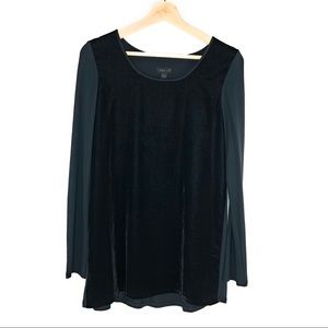 JJill Wearever Black Velvet Panel Shirt/Tunic